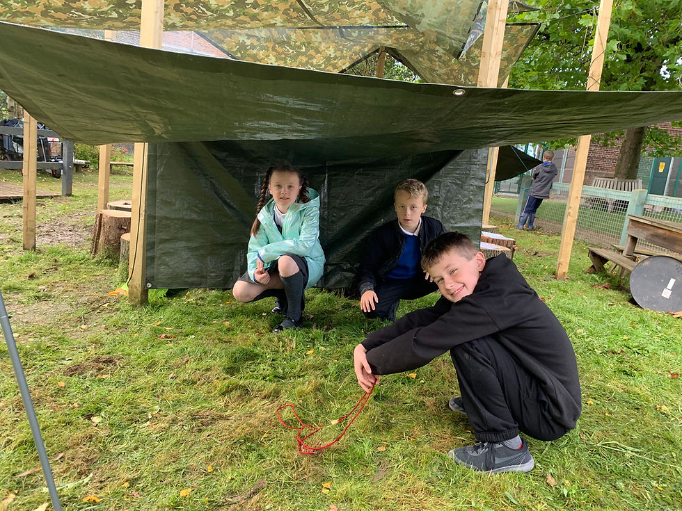 Thumbnail: tarpaulin shelters at Grow-Wellbeing