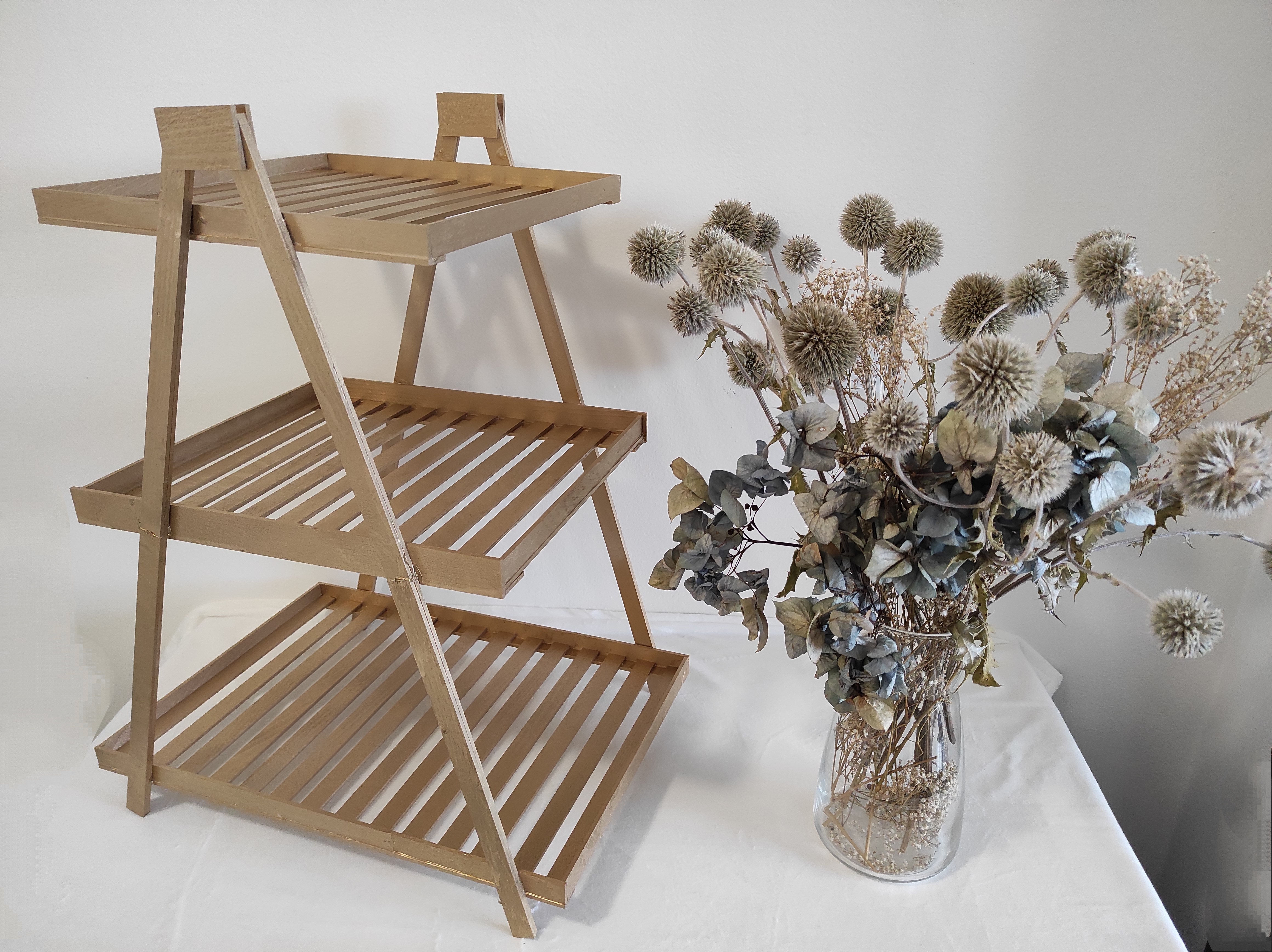 Candy zlatý dřevěný etažér