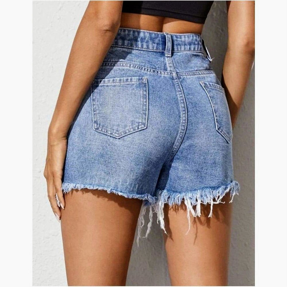 Thumbnail: Woman's Ripped Denim Shorts 
