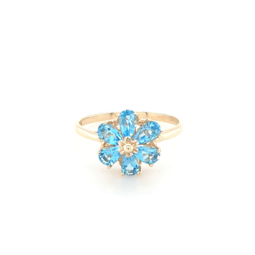 9ct Blue Topaz Flower Ring
