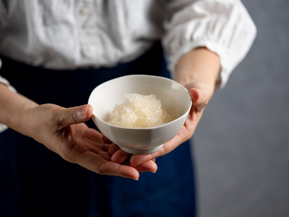 Person holding a bowl of Bird's Nest