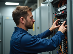 Electrician fixing a box