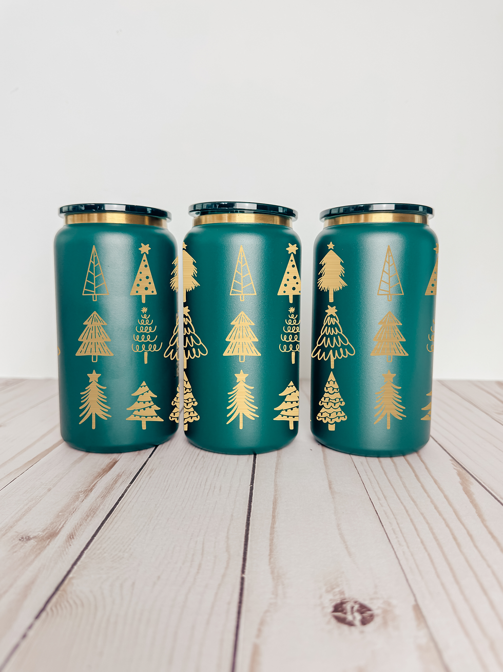 Christmas Trees Insulated 16oz engraved metal cup Three Pairs of Ears