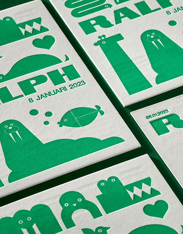 Letterpress geboortekaart Ralph