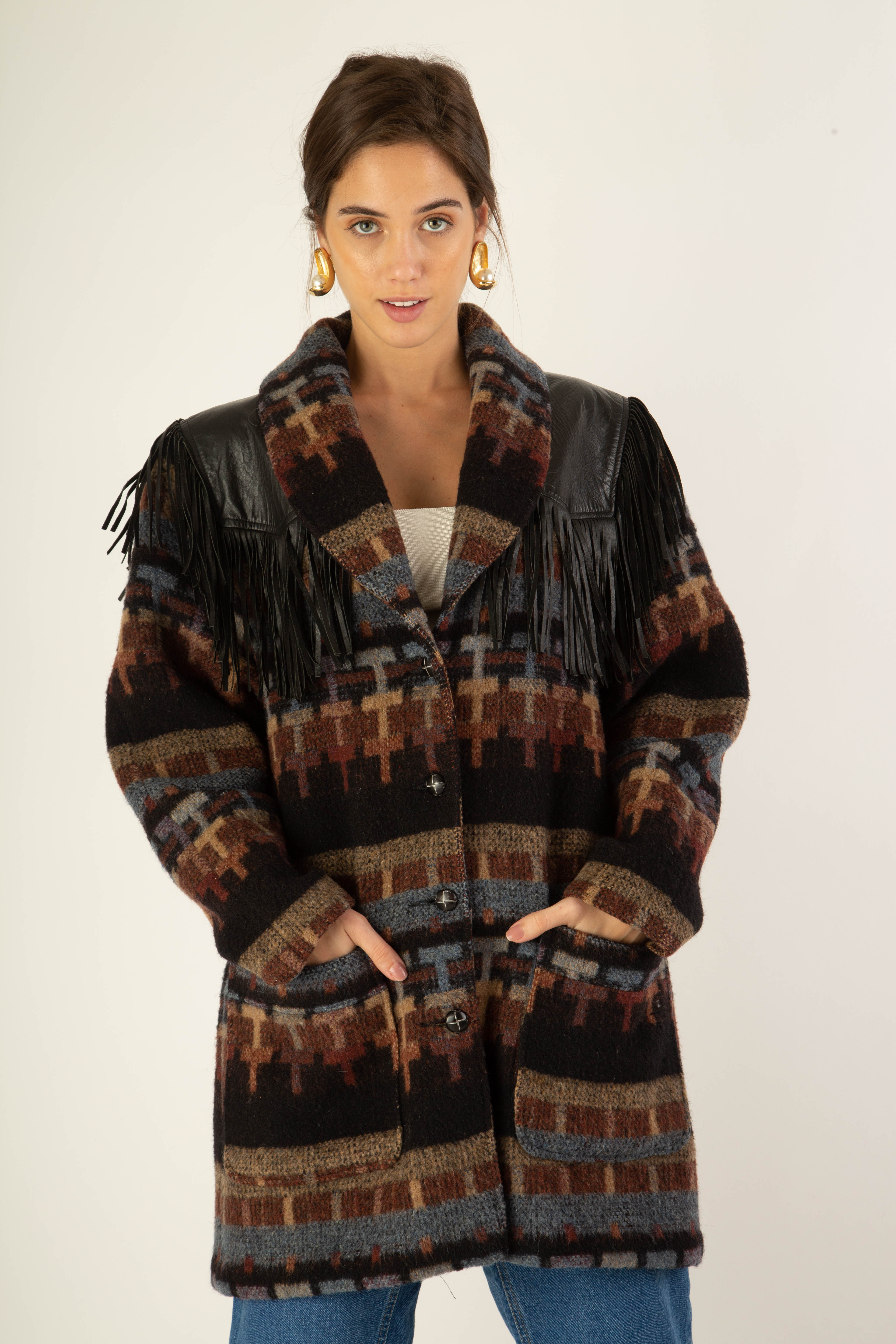 Blazer Navajo com franjas couro