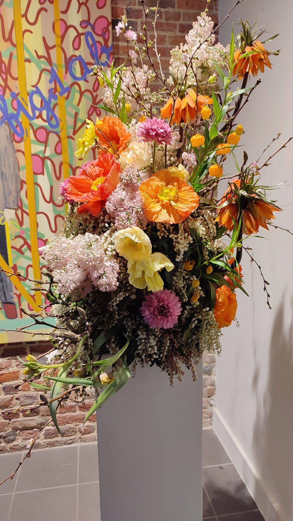 Sculpture florale, lancement Desmos Communication
