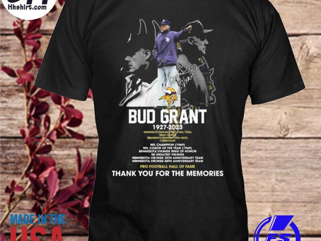 Hhshirt - Minnesota vikings bud grant 1927-2023 thank you for the memories signatures shirt