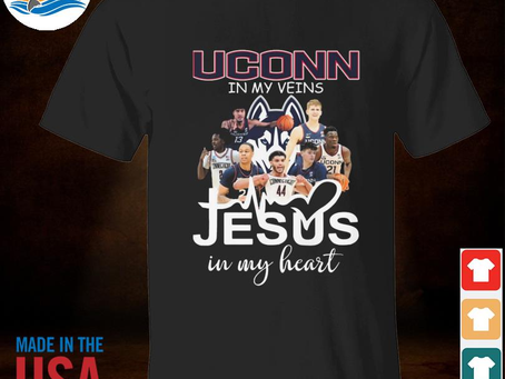 Wavetshirt - Top uconn Huskies in my veins jesus in my heart 2023 shirt