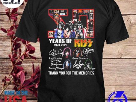 Hhshirt - 50 Years Of Kiss Rock Band 1973-2023 Thank You For The Memories Signatures Shirt