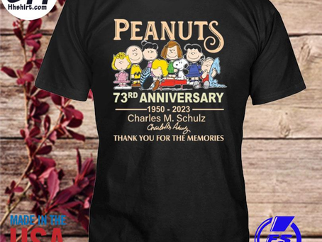 Hhshirt - Peanuts 73rd anniversary 1950 2023 thank you for the memories signature shirt