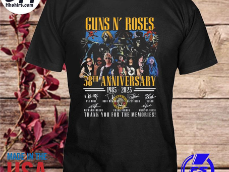 Hhshirt - Guns N’ Roses 38th anniversary 1985 2023 thank you for the memories signatures shirt