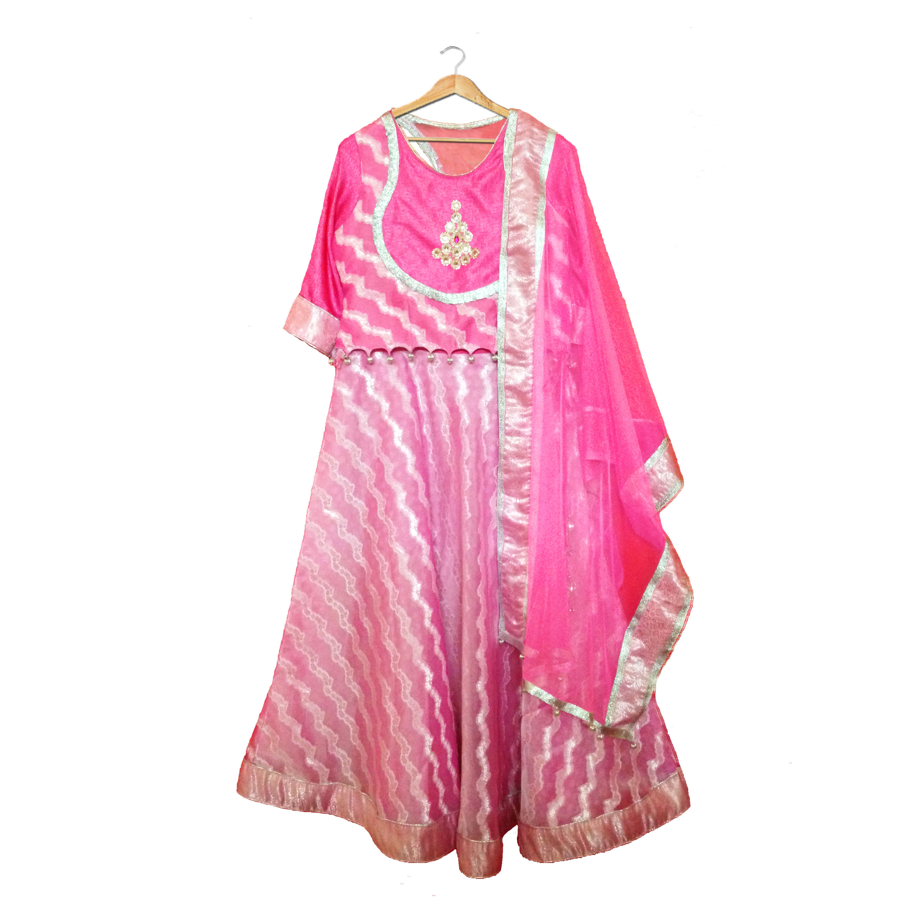 Pink Organza Lehenga Set