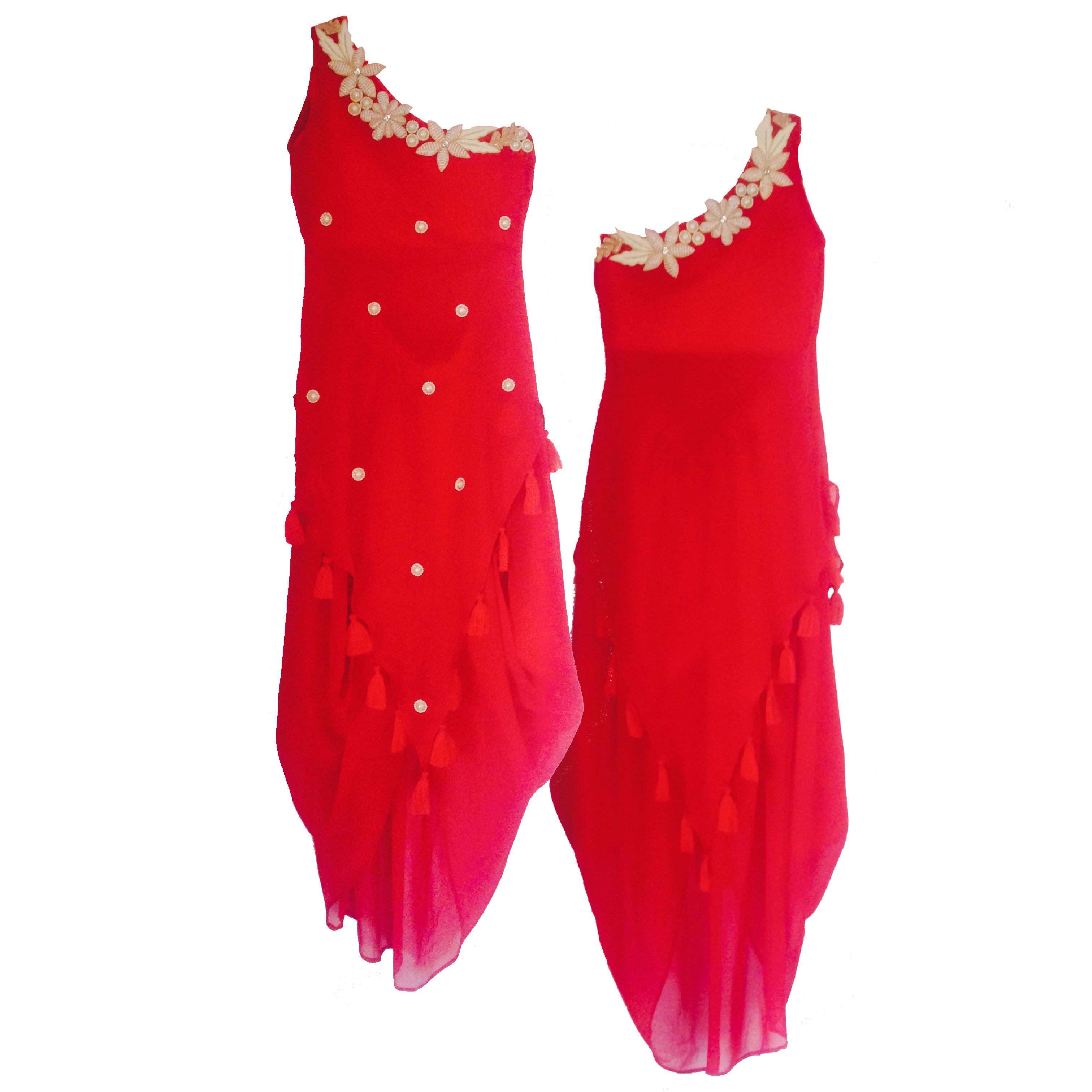 Red Dhoti Skirt Set