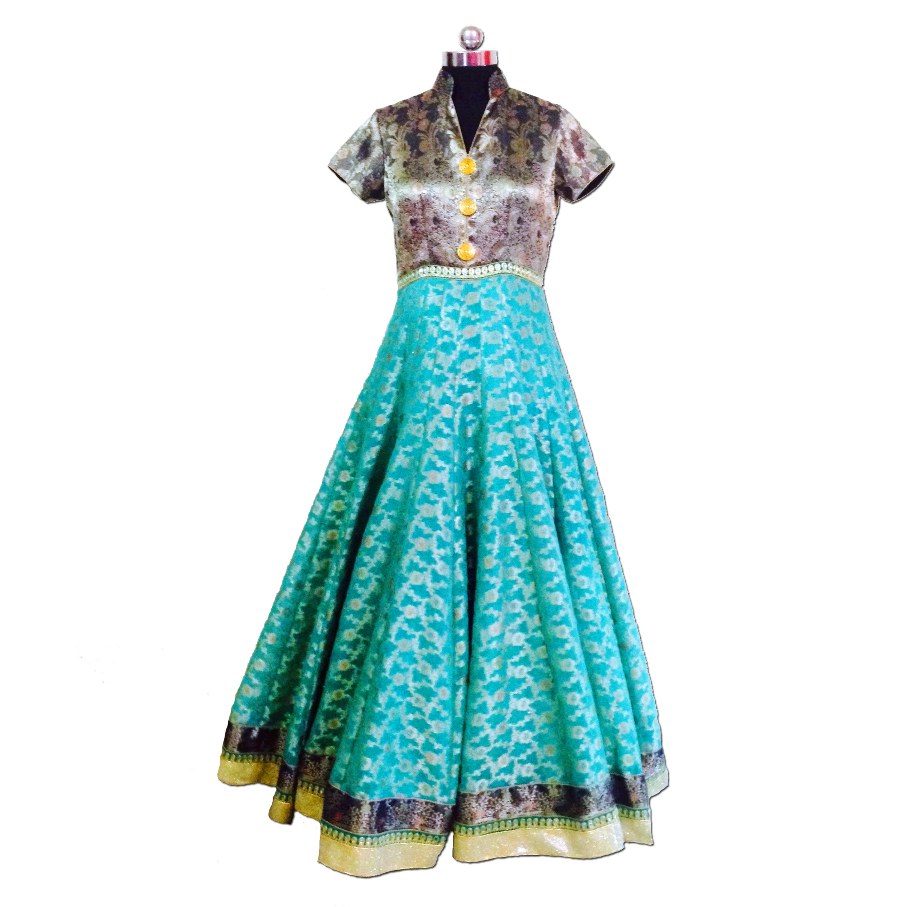 Turquoise and Blue Anarkali Gown