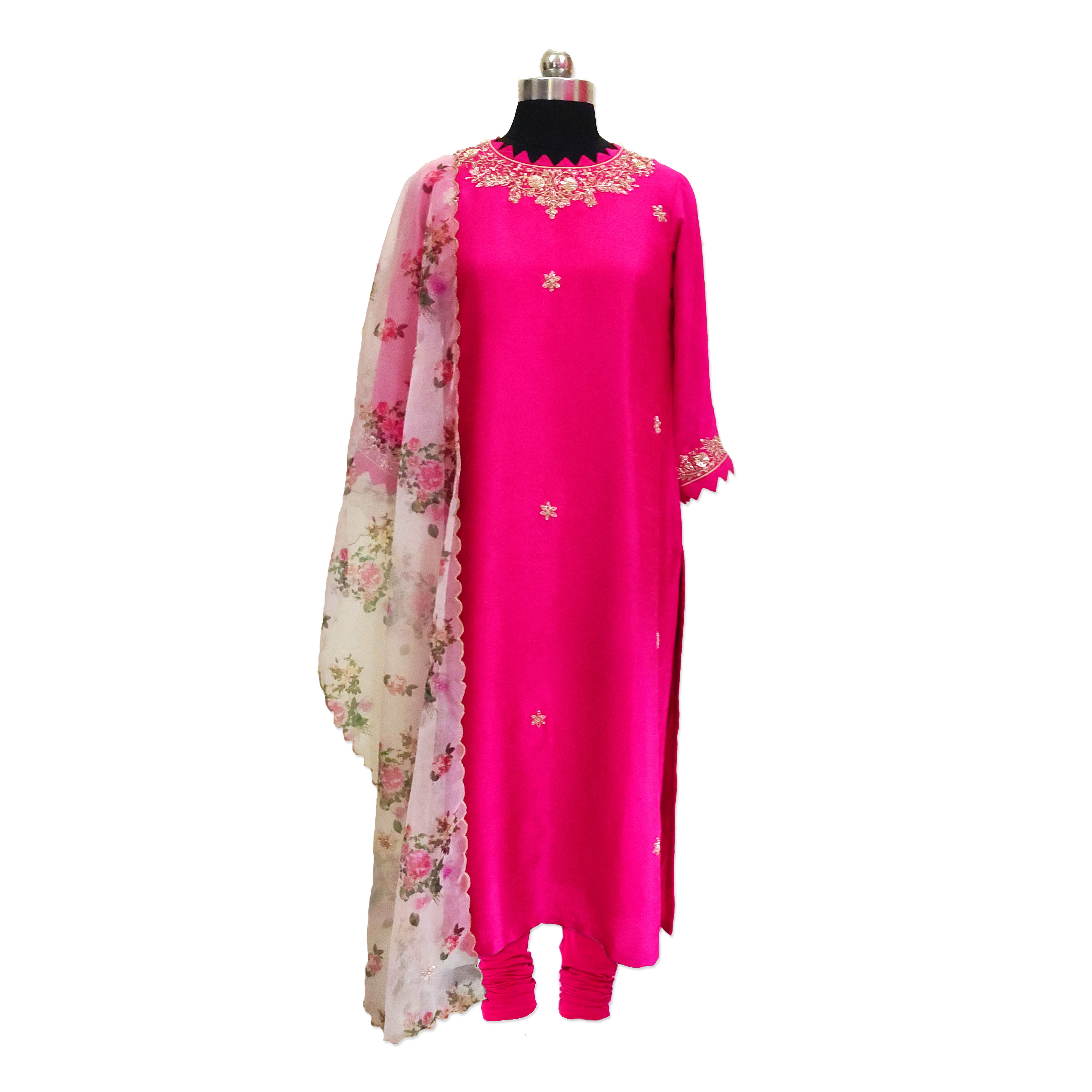 Fuchsia Pink Embroidered Suit