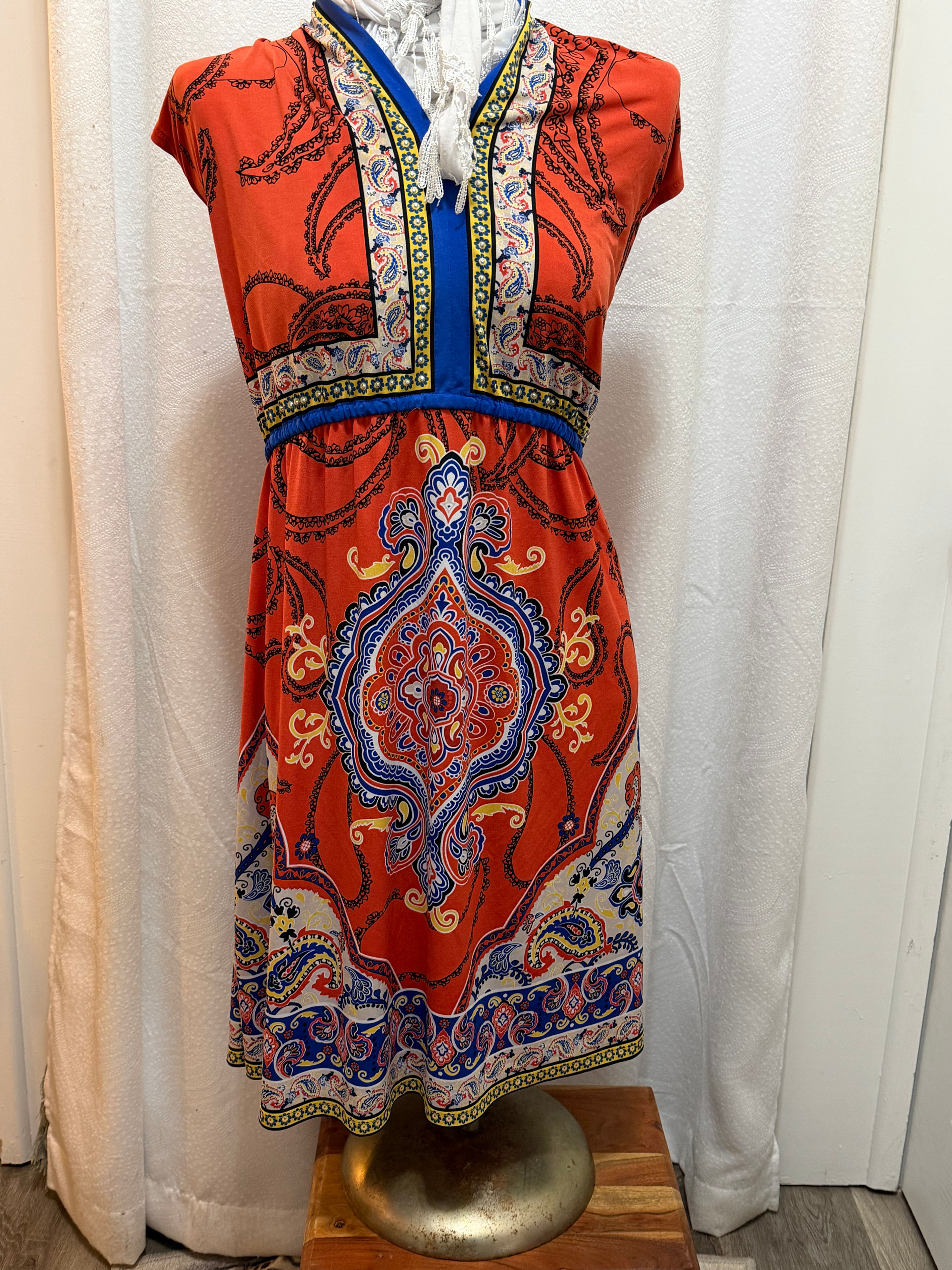 Sunset Paisley Border-Print Midi — Size 2X | Stage-Worn by SBT