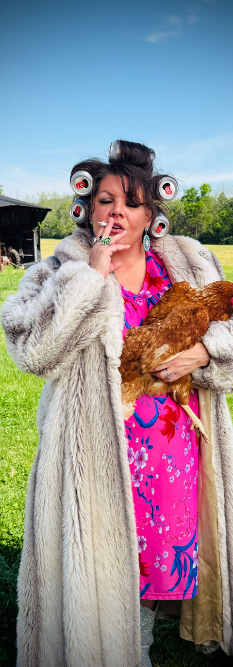 Sarah Beth Terry, aka, 'Cigarette Mom' on set of 'Redneck Shit' with Gretchen Wilson.