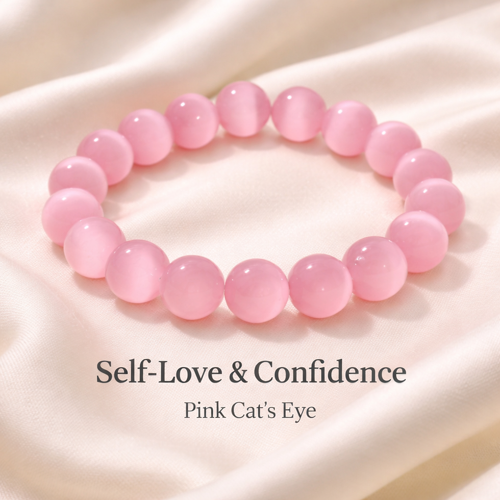 Thumbnail: Pink Cats Eye 10mm Natural Stone Bracelet Love and Emotional Healing Jewelry