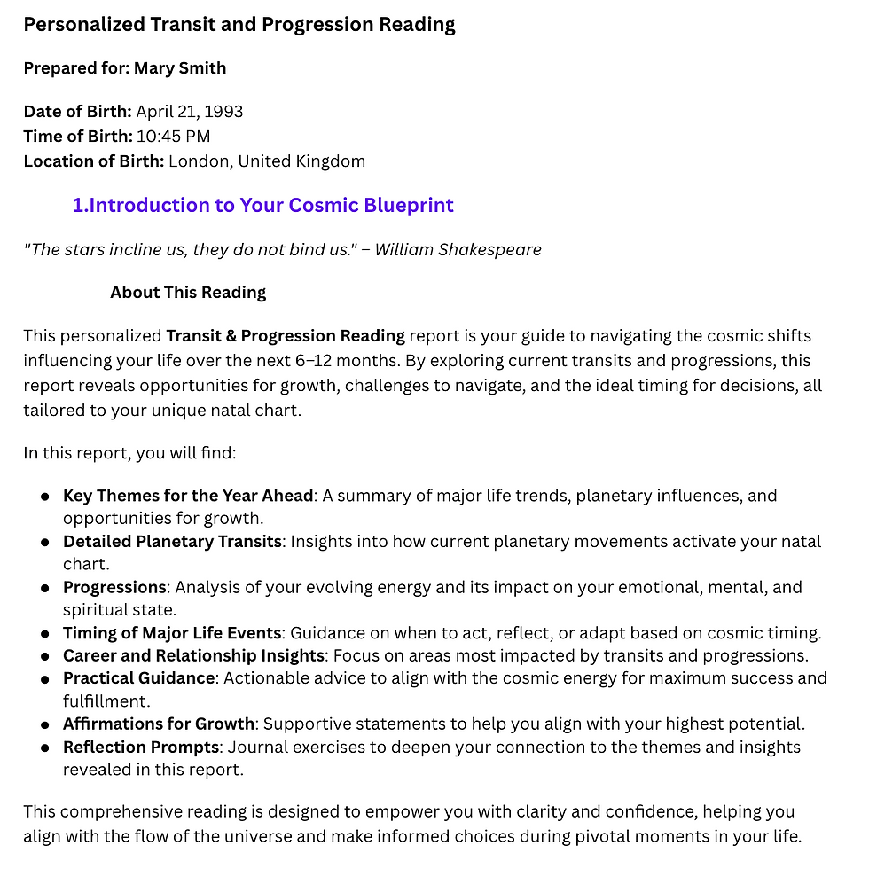 Thumbnail: Personalized Transits & Life Timing Report (Digital PDF)