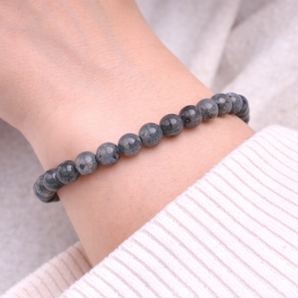 Thumbnail: Larvikite 6mm Natural Stone Bracelet Protection and Grounding Crystal Jewelry