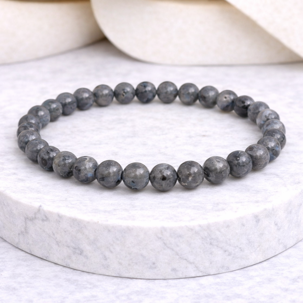 Larvikite 6mm Natural Stone Bracelet Protection and Grounding Crystal Jewelry