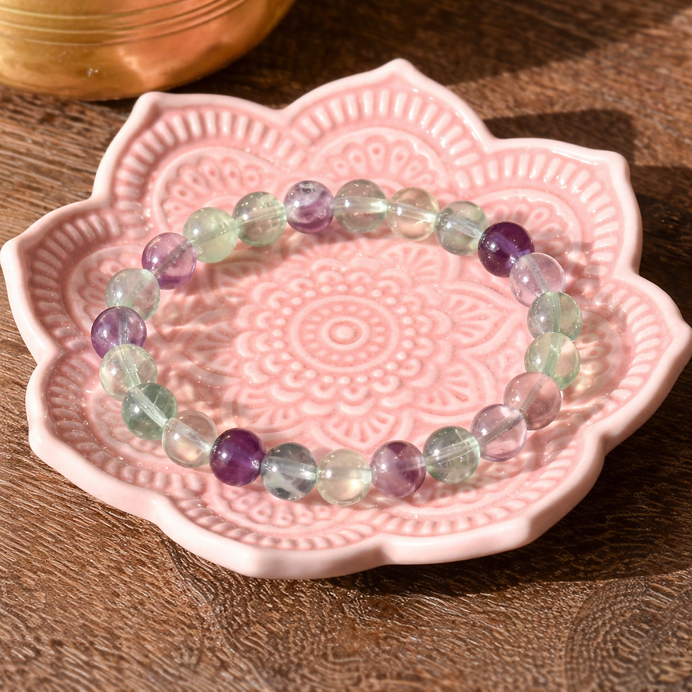 Thumbnail: Fluorite 8mm Natural Crystal Bracelet Clarity and Communication Jewelry