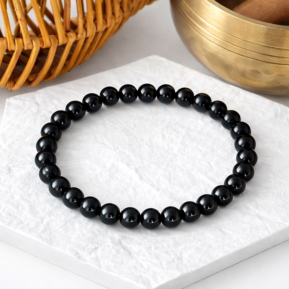 Thumbnail: Black Tourmaline 6mm Natural Stone Bracelet Protection and Grounding Jewelry