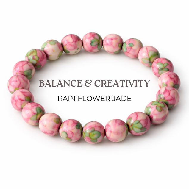 Thumbnail: Rain Flower Jade 8mm Natural Stone Bracelet Emotional Balance and Creativity