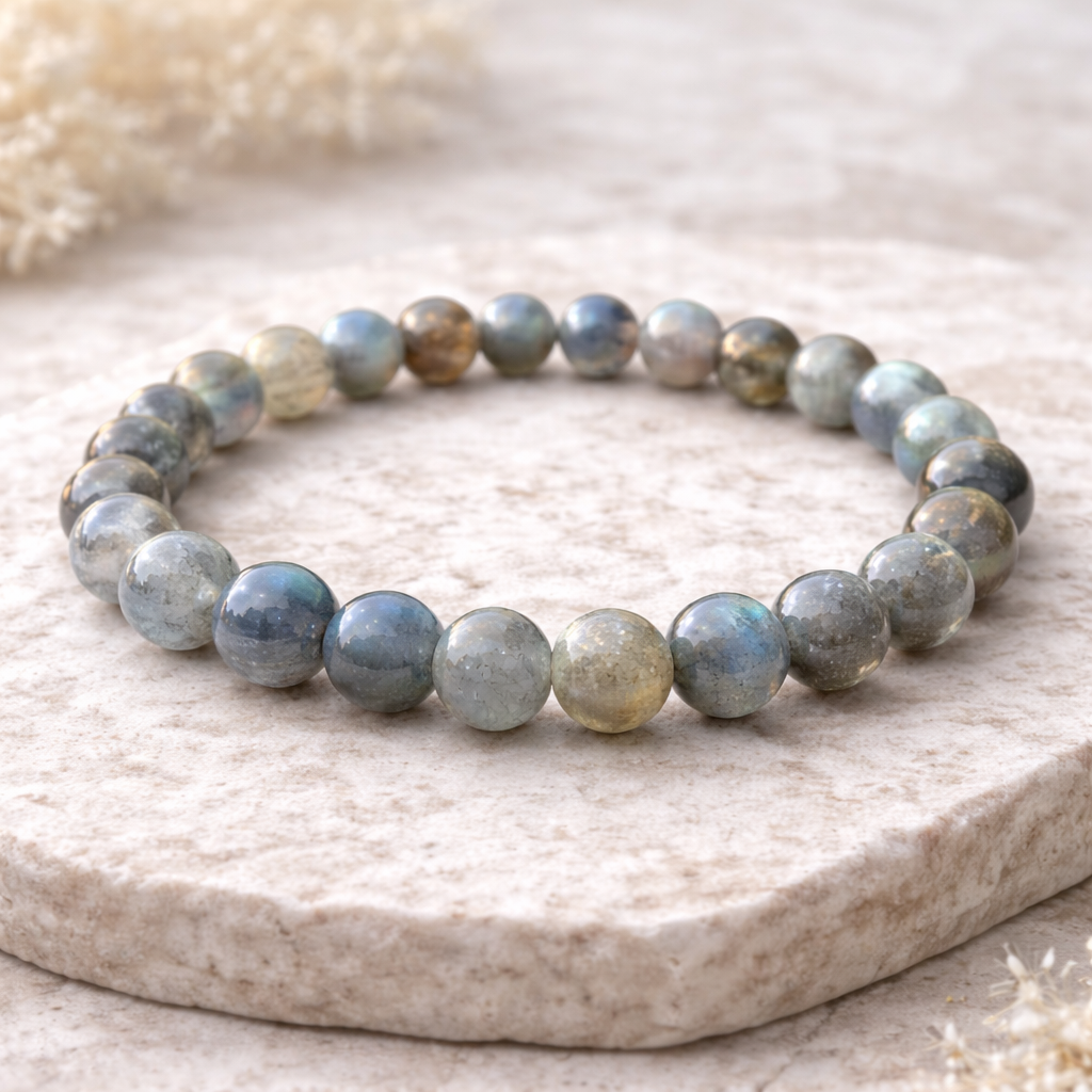 Labradorite 8mm Natural Stone Bracelet Intuition and Protection Crystal Jewelry