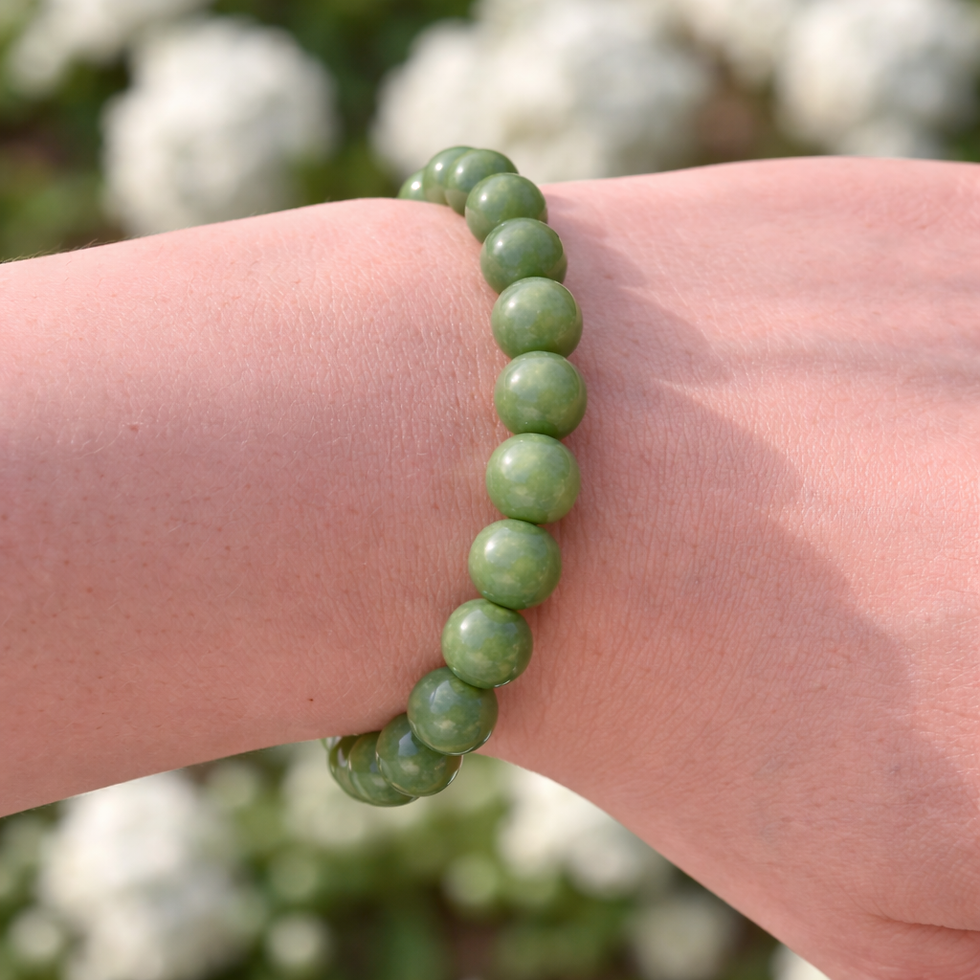 Thumbnail: Green Jade 8mm Natural Stone Bracelet Prosperity and Good Fortune Crystal