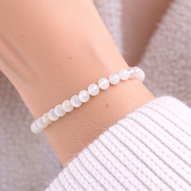 Thumbnail: Moonstone 6mm Natural Stone Bracelet Intuition and Feminine Energy Crystal