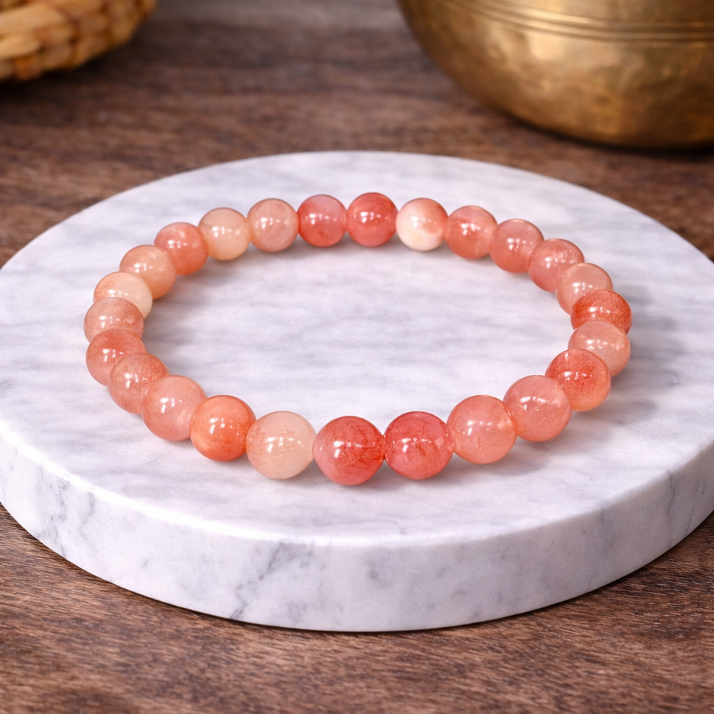 Strawberry Agate 8mm Natural Stone Bracelet Love and Emotional Healing Jewelry