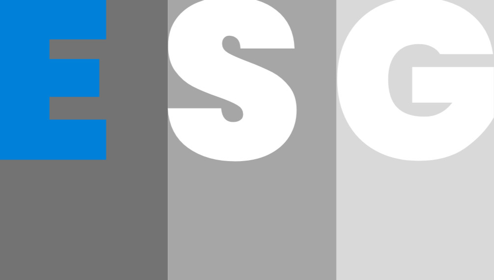 Bogstavet E fremhævet med blåt i en ESG-illustration