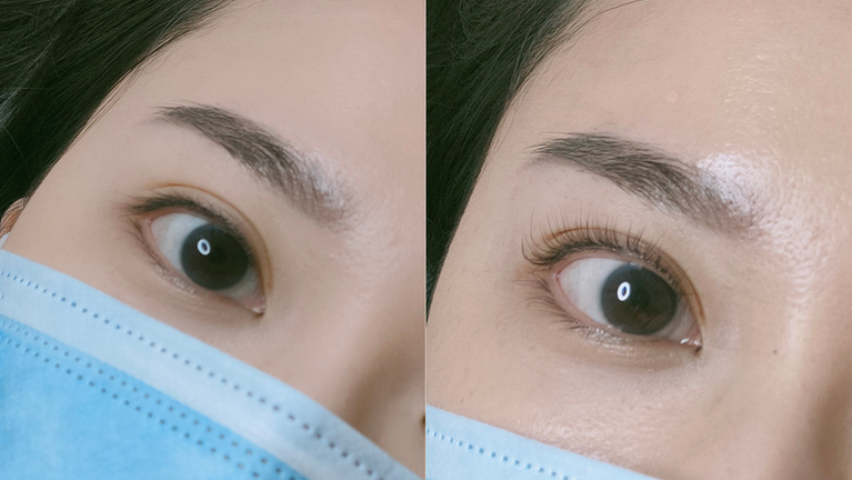 Lash lift with tint before and after - (top angle) 05