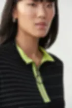 Thumbnail: Joseph Ribkoff Lime & Black Zip Up Top