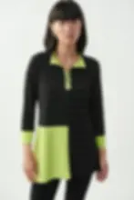 Thumbnail: Joseph Ribkoff Lime & Black Zip Up Top