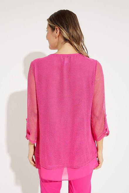 Thumbnail: Joseph Ribkoff Pink Zip Front Net Top