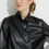 Thumbnail: Joseph Ribkoff Black Vegan Leather Big Button Jacket