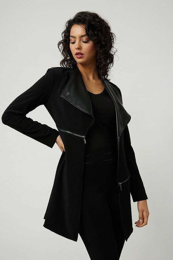 Miniatura: Joseph Ribkoff Faux Leather Black Coat