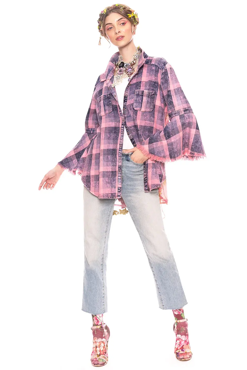 Miniatura: Aratta Lilac Obsession Hippie Flannel Shirt
