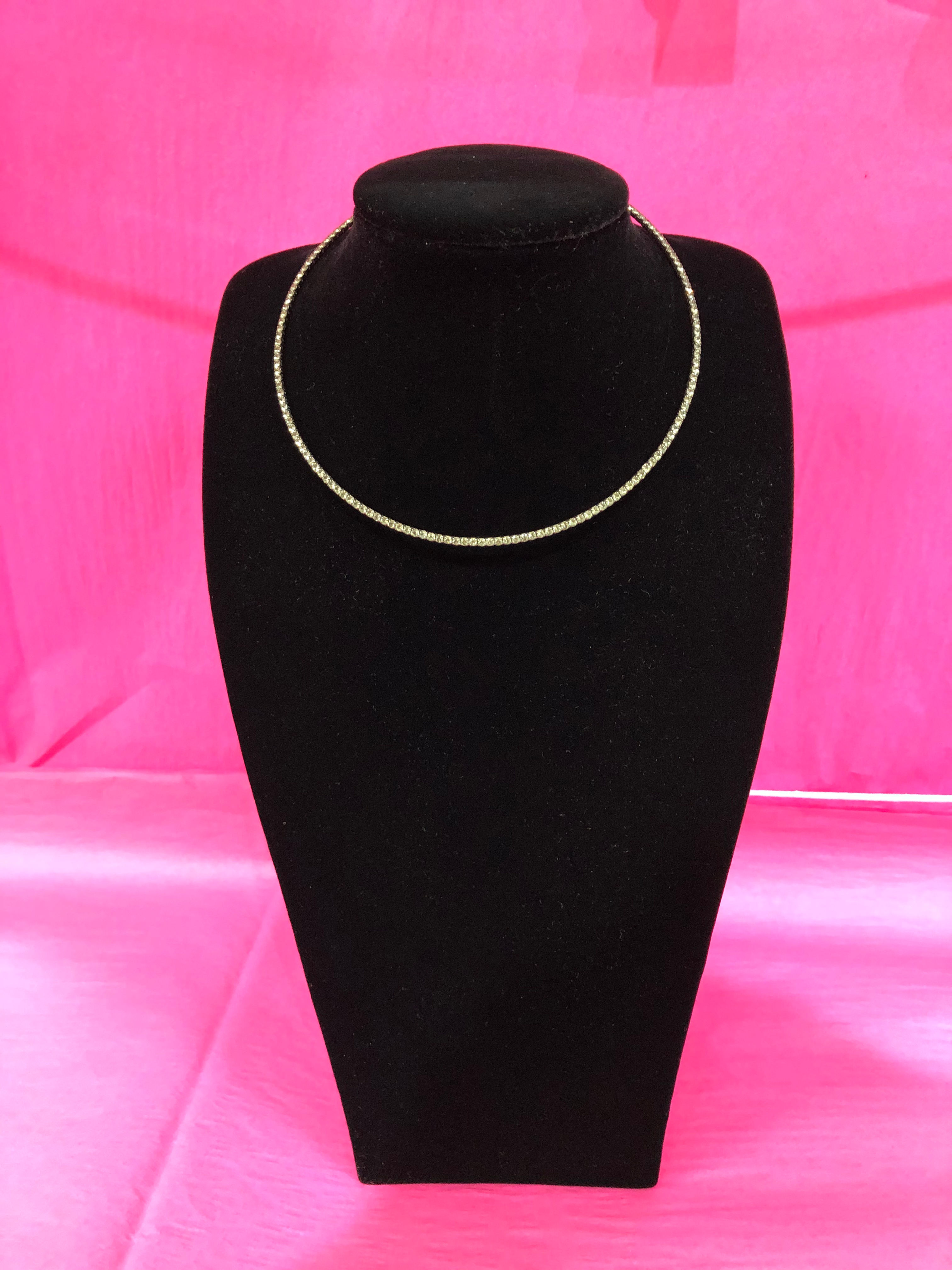 Single Stranded Pewter Crystal Necklace