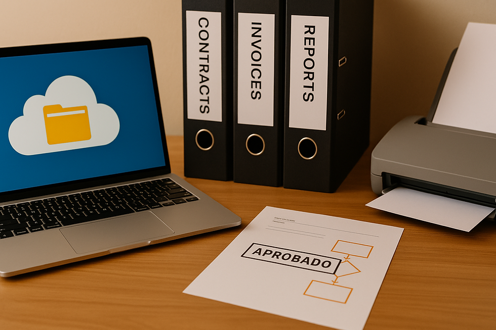 gestión documental ecm con ELO digital office: carpeta en la nube, archivadores de contratos, facturas e informes y flujo de aprobación