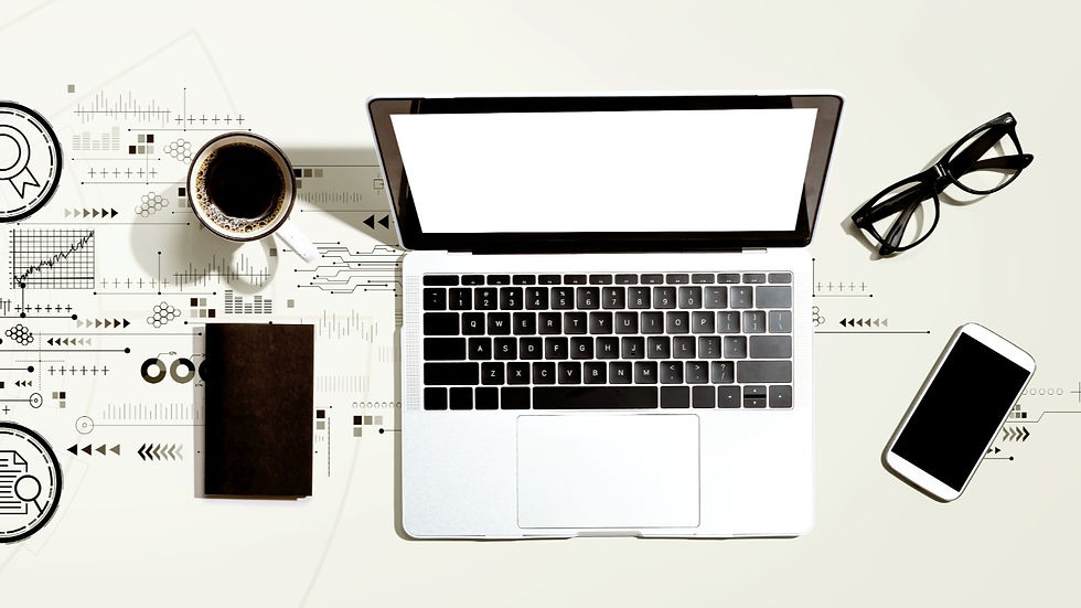 Desk with computer and cell phones