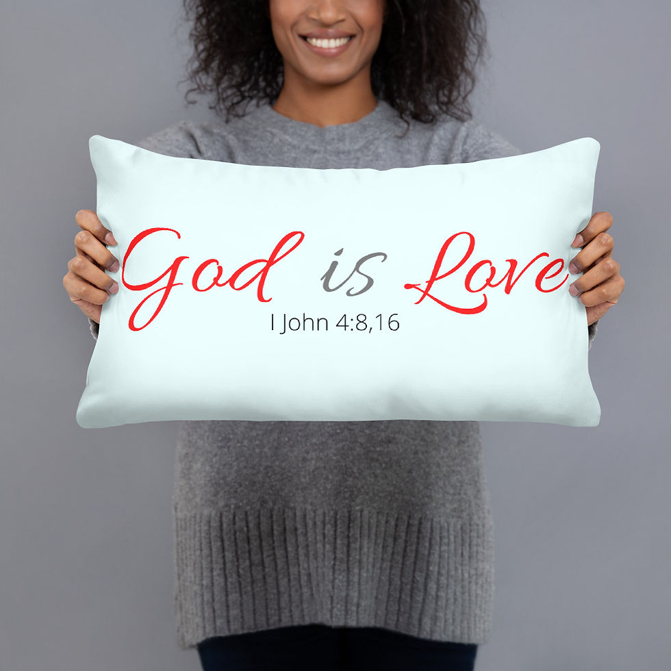 Thumbnail: Pillow -'God is Love' in Duck Egg Blue