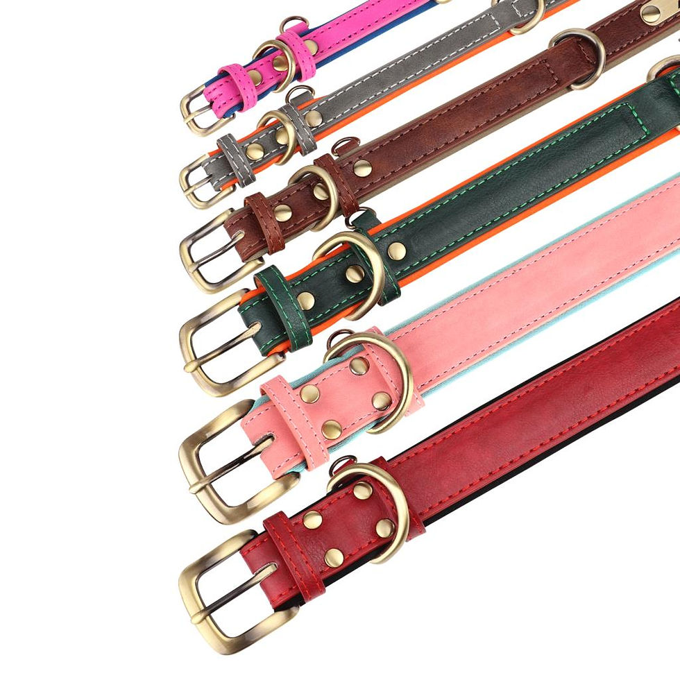Thumbnail: Customized Leather Dog Collar Leash Set Soft Padded Leather Collar For Small Med