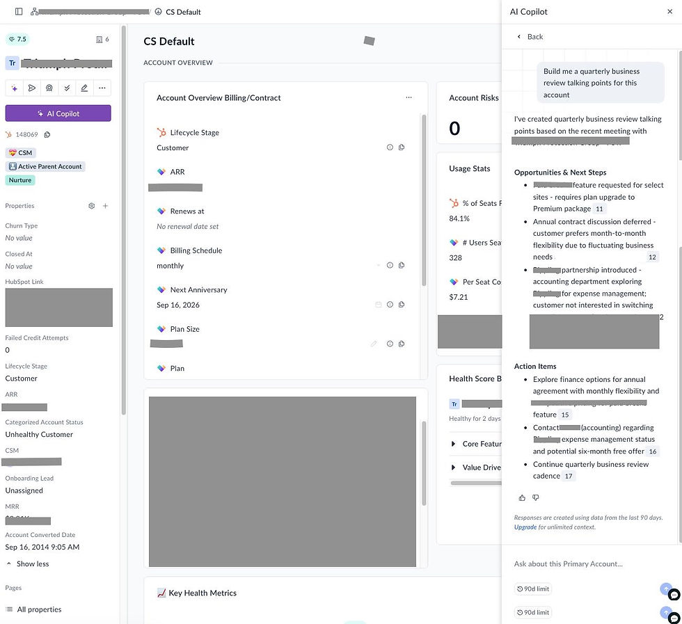 Action Items and Sentiment Analysis from Vitally's AI summaries