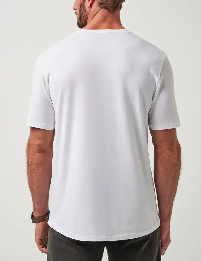 Camiseta premium algodão egípcio branca — vista costas, Enclave