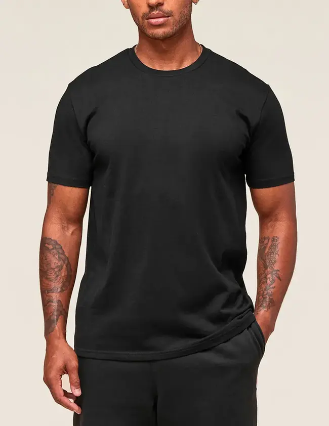 Camiseta tech modal preto — secagem rápida, frente, Enclave