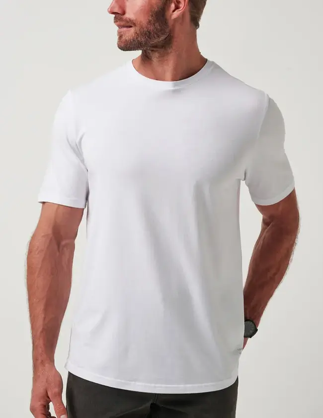 Camiseta premium algodão egípcio branca — vista frontal, Enclave