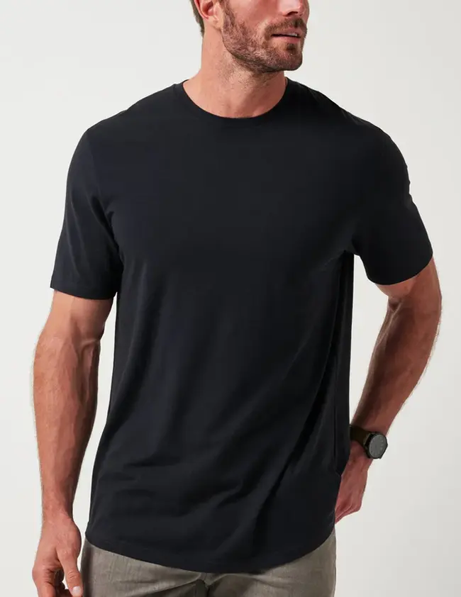 Camiseta premium algodão egípcio preto— vista frontal, Enclave